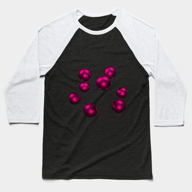 Red Particles Fractal Baseball T-Shirt by garrettsgardens